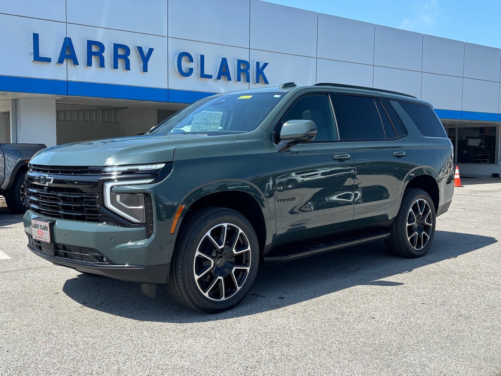 2026 Chevrolet Tahoe RST in Cypress Gray — front three-quarter view